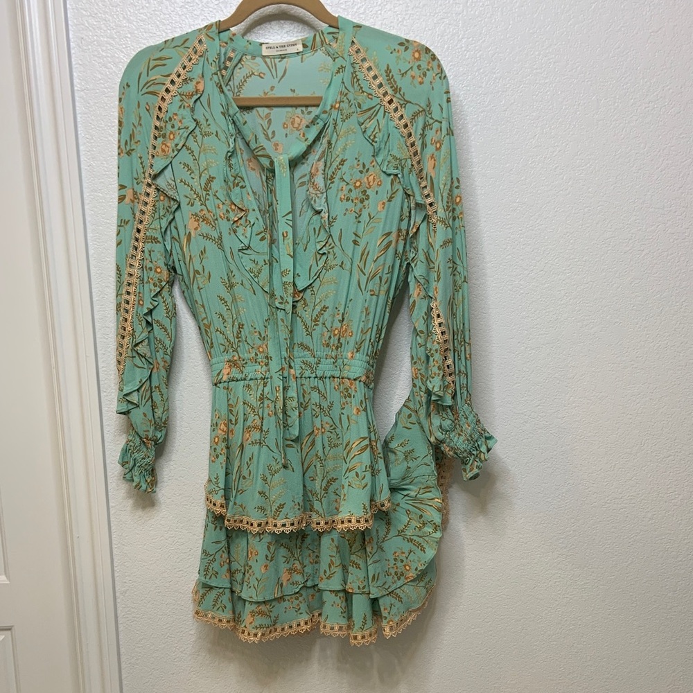 Spell Green Floral Long Sleeve Dress